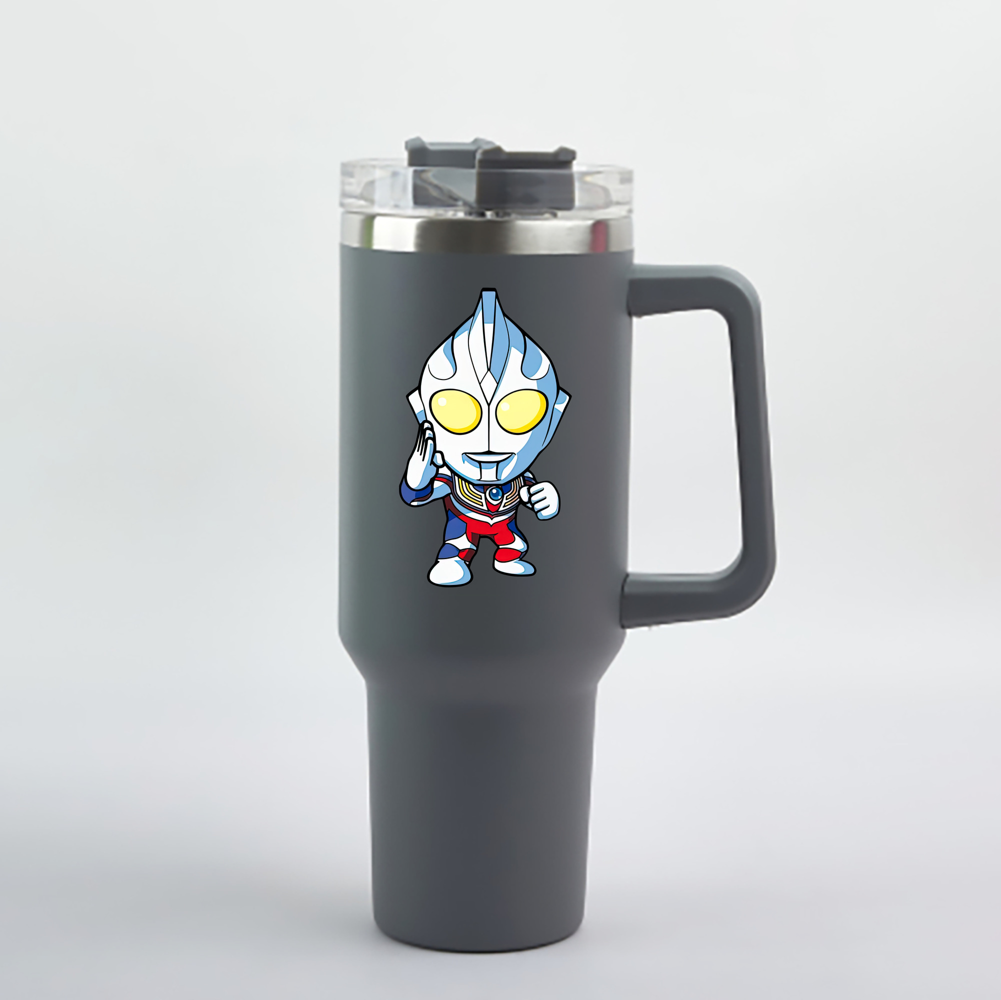 （画像用） ウルトラマン Ultraman 1200mL車用タンブラー - クリスタルステッカー（プラスチックストロー付き）