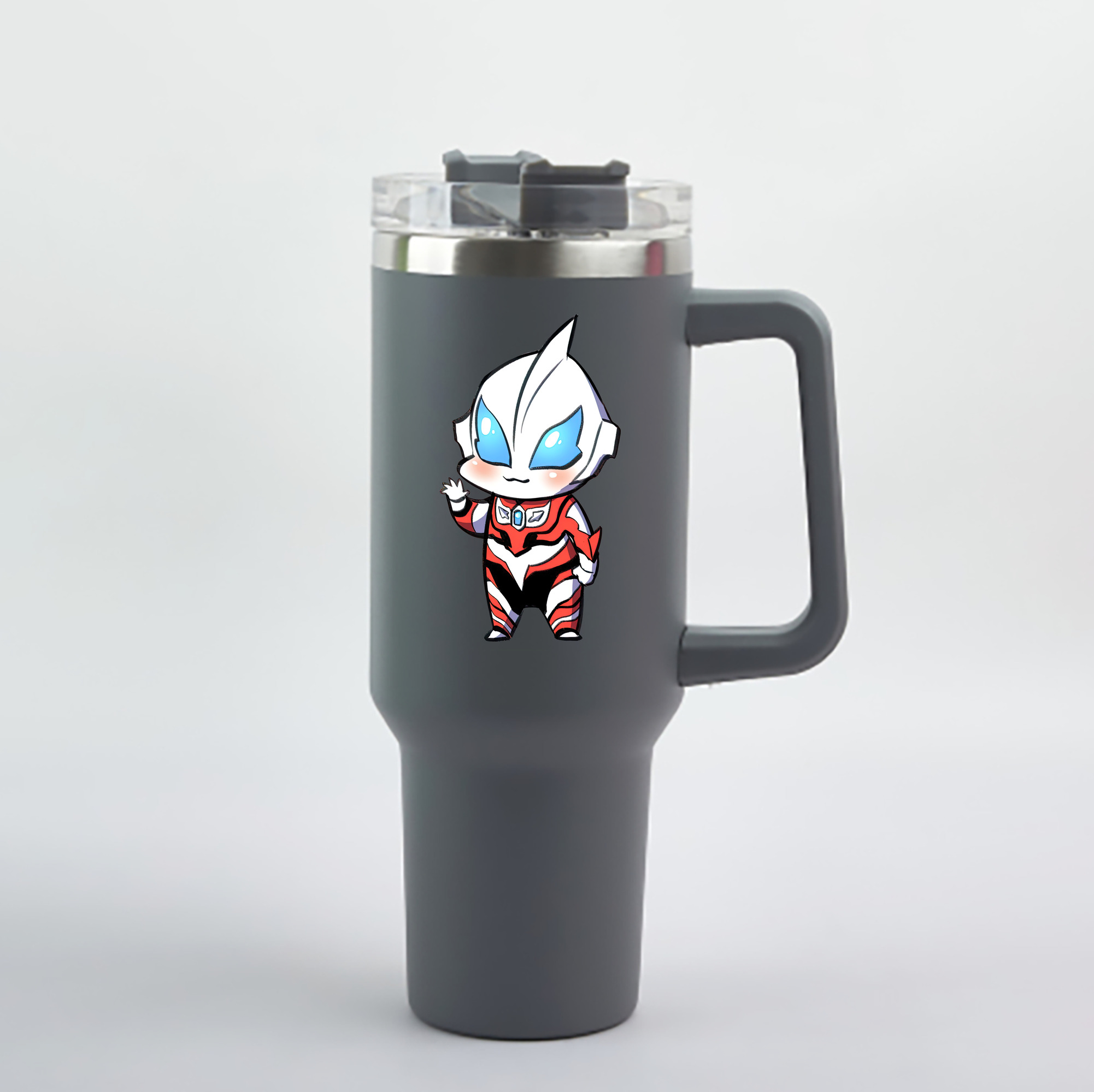（画像用） ウルトラマン Ultraman 1200mL車用タンブラー - クリスタルステッカー（プラスチックストロー付き）