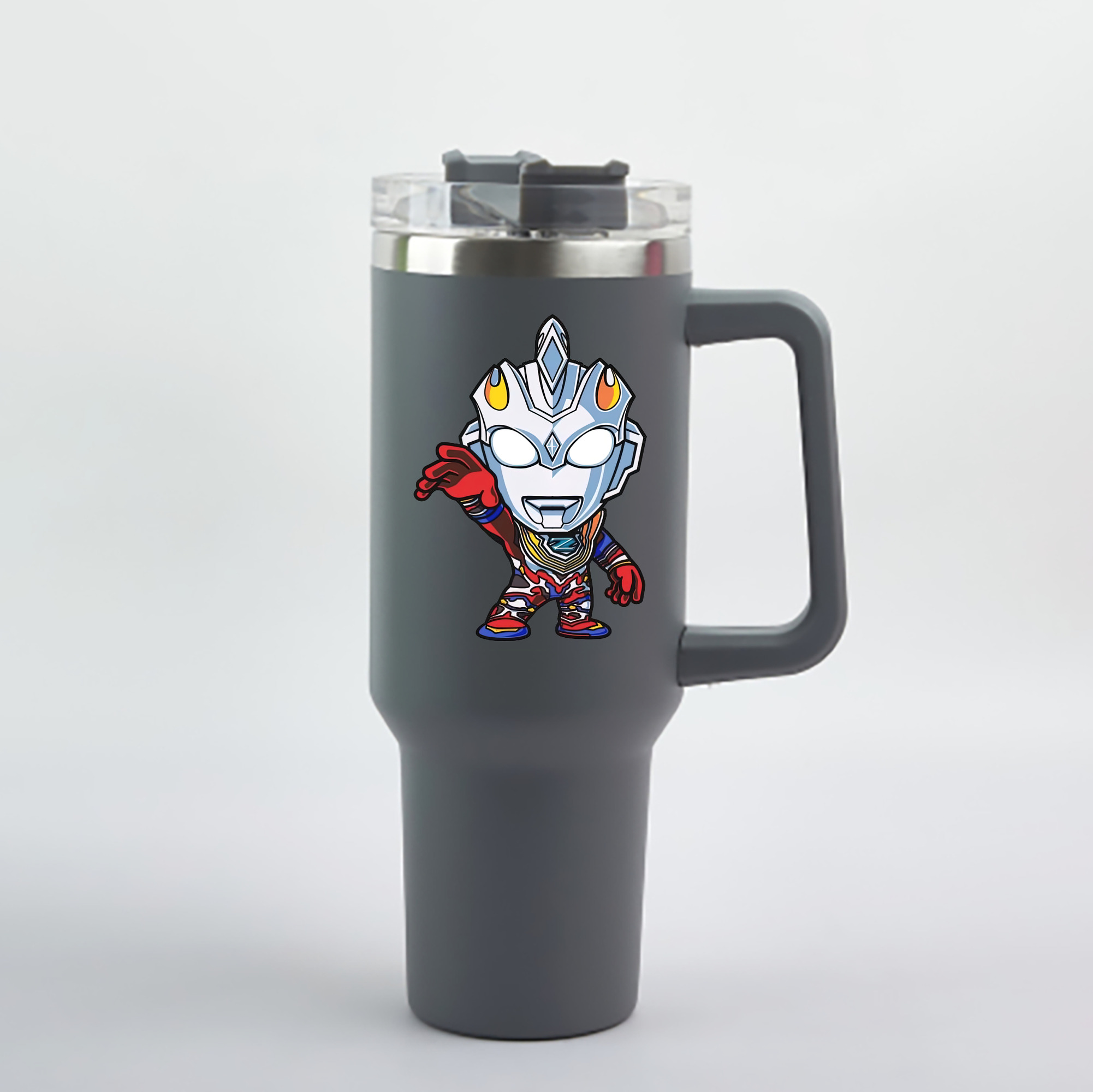 （画像用） ウルトラマン Ultraman 1200mL車用タンブラー - クリスタルステッカー（プラスチックストロー付き）