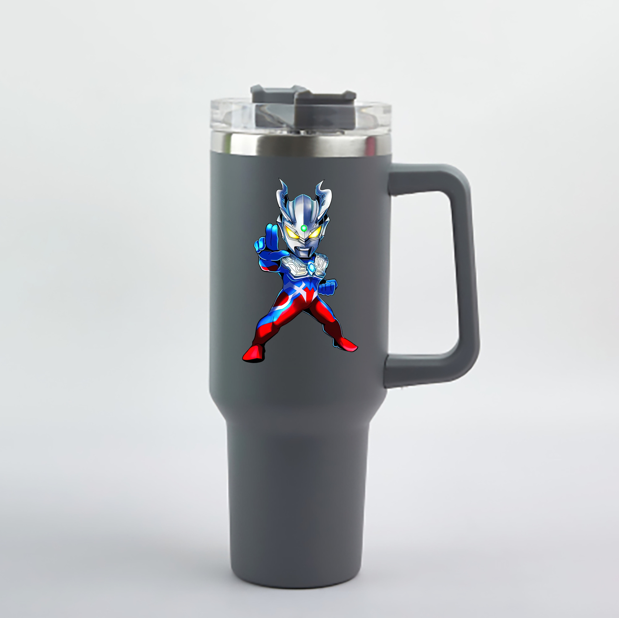 （画像用） ウルトラマン Ultraman 1200mL車用タンブラー - クリスタルステッカー（プラスチックストロー付き）