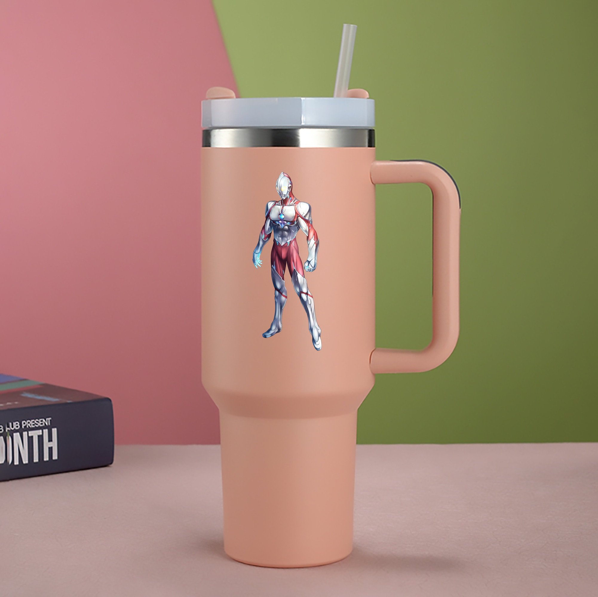 （画像用） ウルトラマン Ultraman 1200mL車用タンブラー - クリスタルステッカー（プラスチックストロー付き）