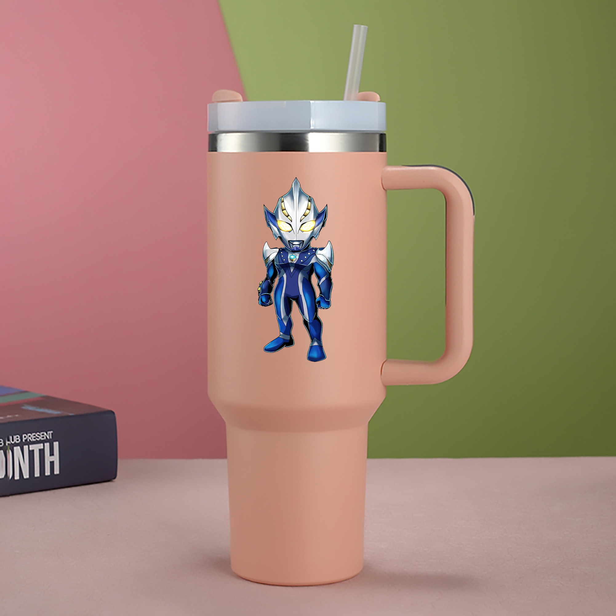 （画像用） ウルトラマン Ultraman 1200mL車用タンブラー - クリスタルステッカー（プラスチックストロー付き）