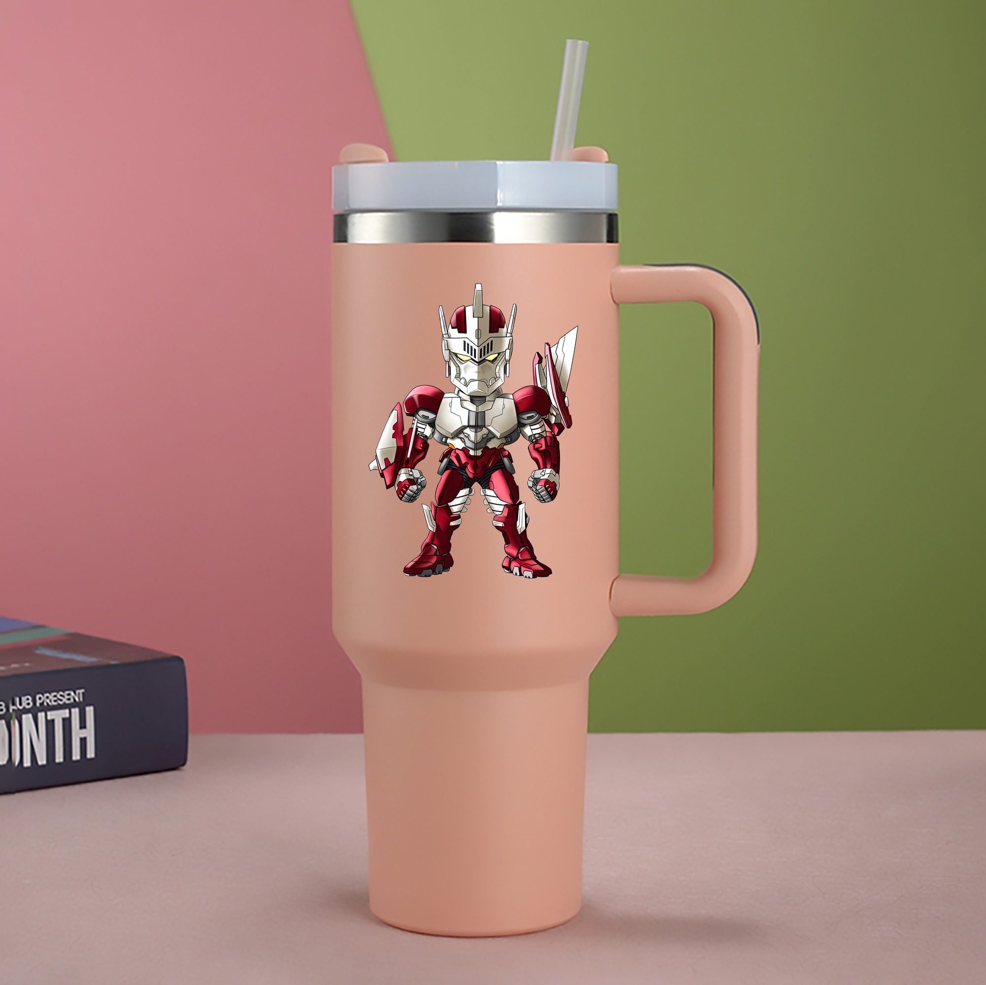 （画像用） ウルトラマン Ultraman 1200mL車用タンブラー - クリスタルステッカー（プラスチックストロー付き）