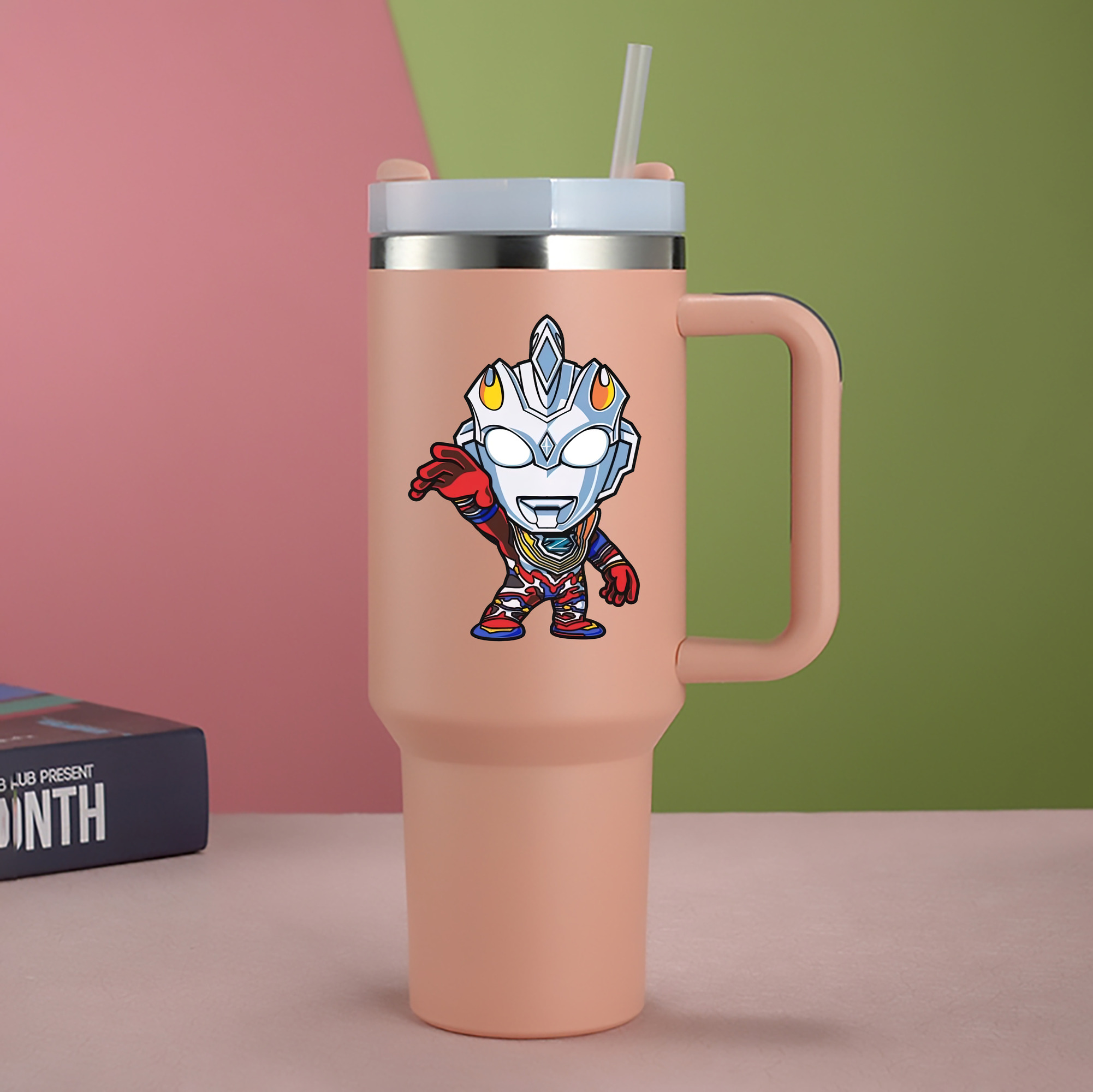 （画像用） ウルトラマン Ultraman 1200mL車用タンブラー - クリスタルステッカー（プラスチックストロー付き）