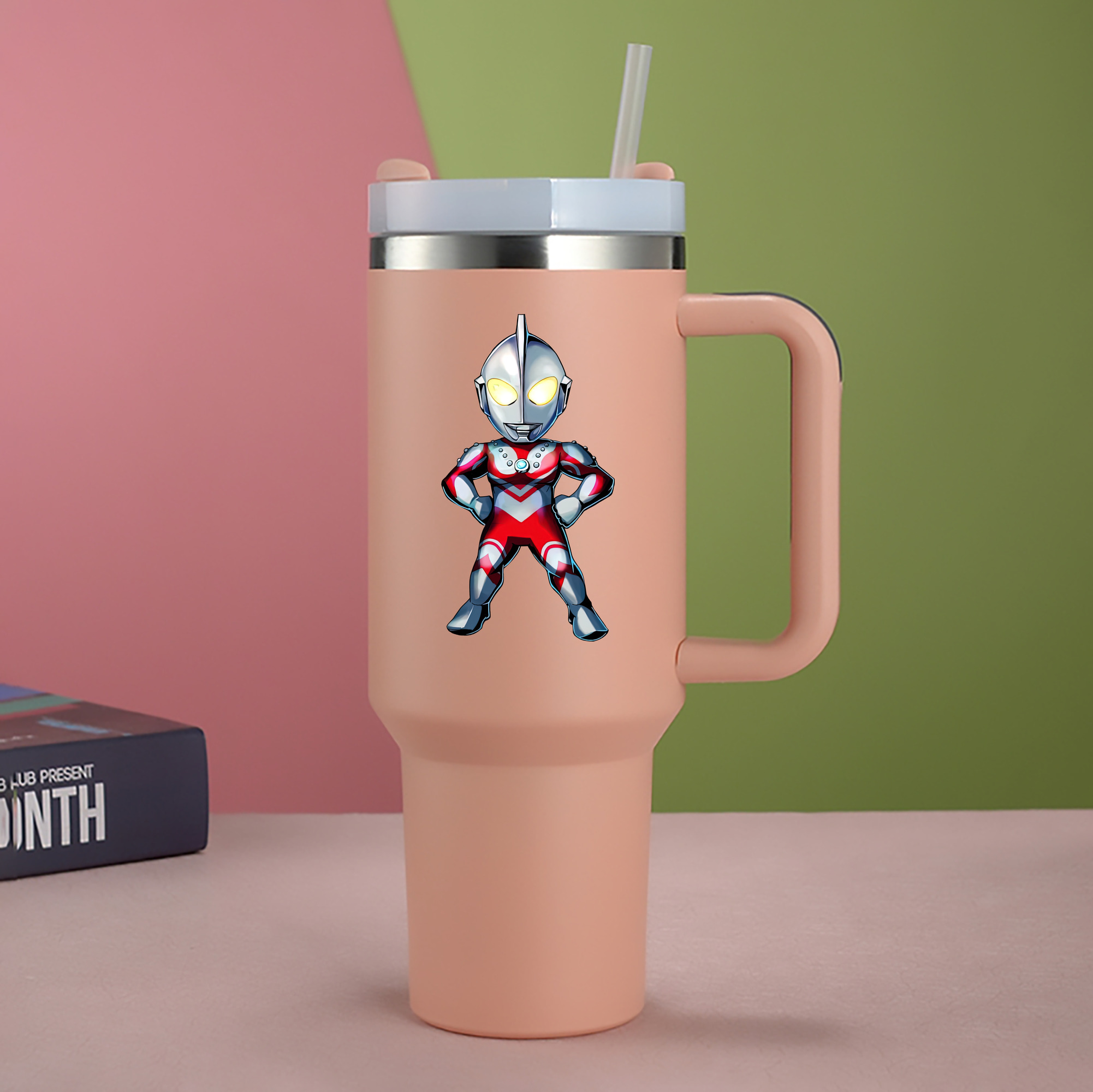 （画像用） ウルトラマン Ultraman 1200mL車用タンブラー - クリスタルステッカー（プラスチックストロー付き）