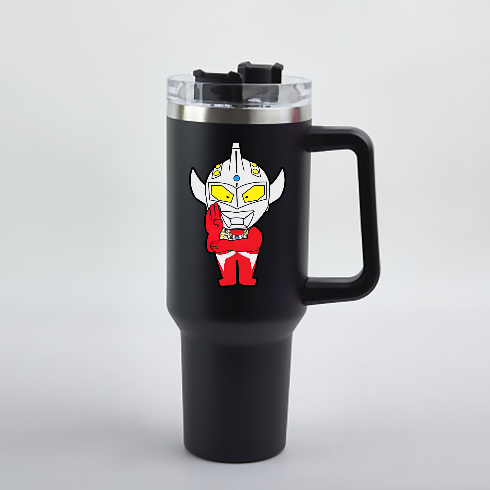 （画像用） ウルトラマン Ultraman 1200mL車用タンブラー - クリスタルステッカー（プラスチックストロー付き）