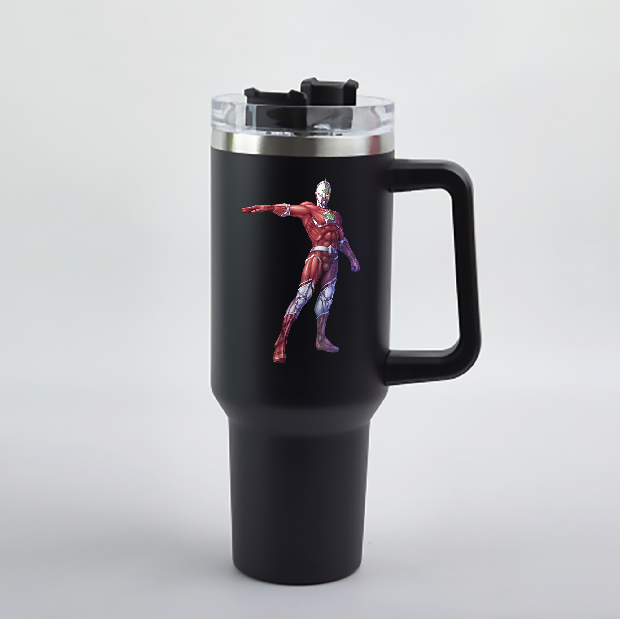 （画像用） ウルトラマン Ultraman 1200mL車用タンブラー - クリスタルステッカー（プラスチックストロー付き）
