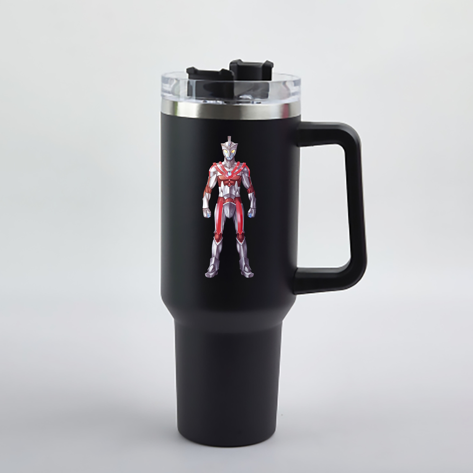 （画像用） ウルトラマン Ultraman 1200mL車用タンブラー - クリスタルステッカー（プラスチックストロー付き）