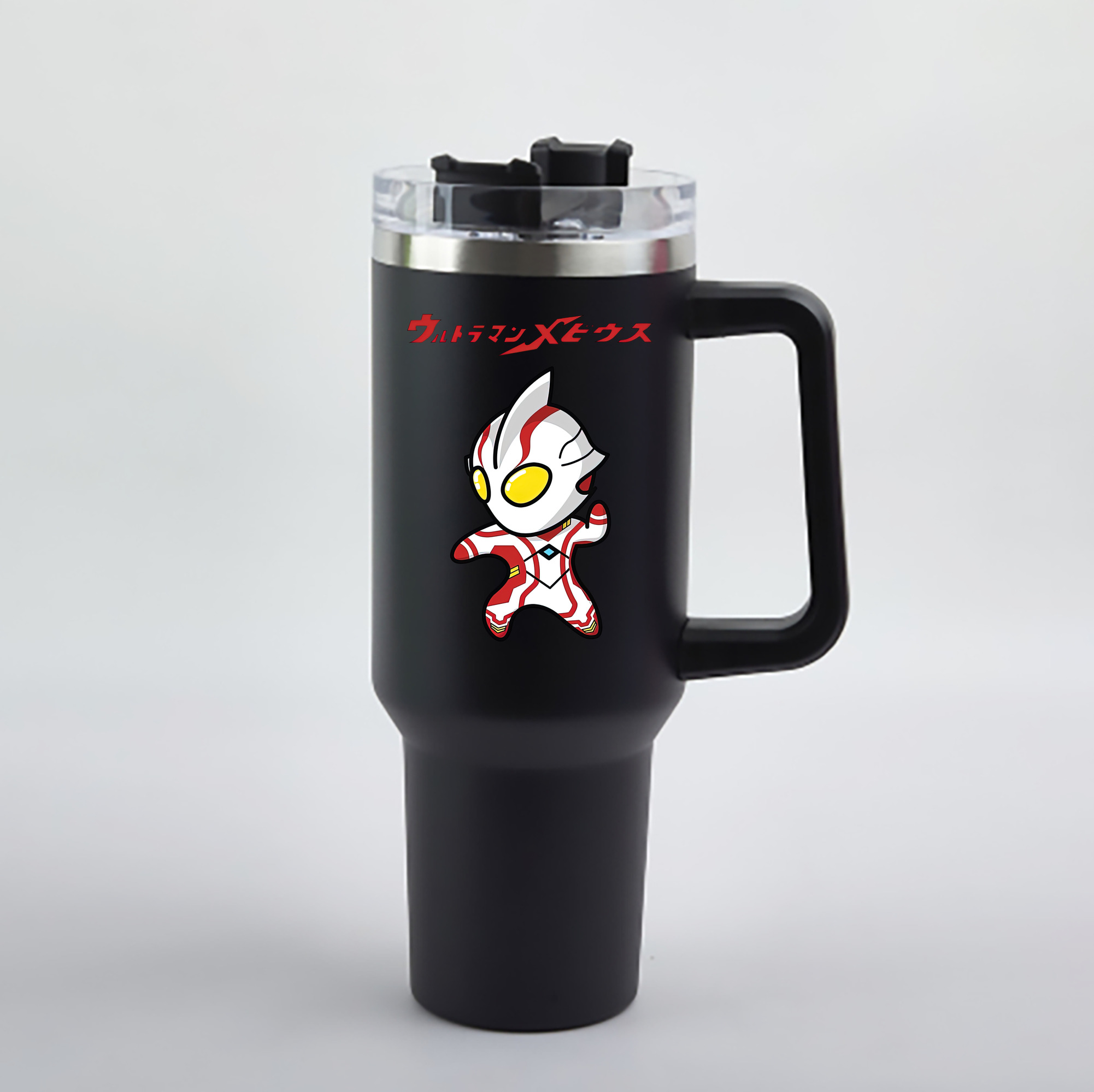 （画像用） ウルトラマン Ultraman 1200mL車用タンブラー - クリスタルステッカー（プラスチックストロー付き）