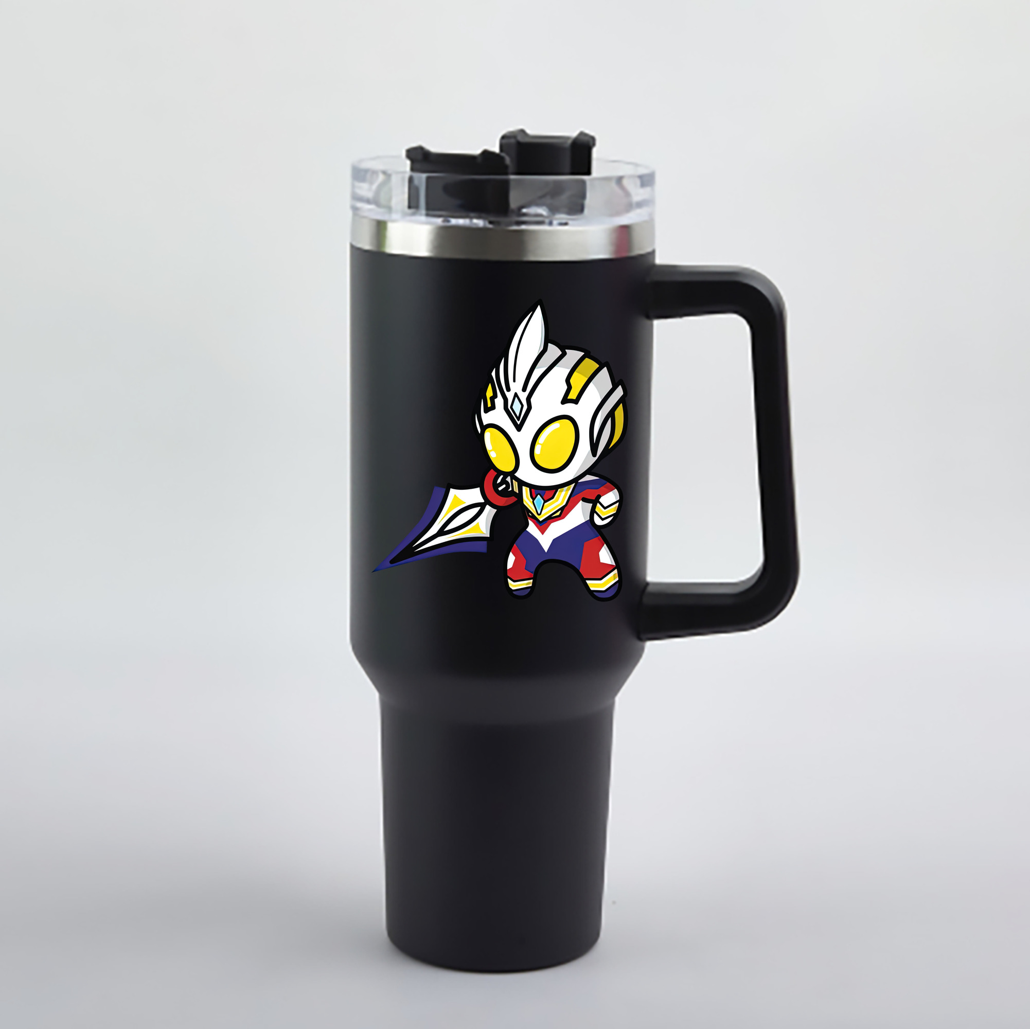 （画像用） ウルトラマン Ultraman 1200mL車用タンブラー - クリスタルステッカー（プラスチックストロー付き）