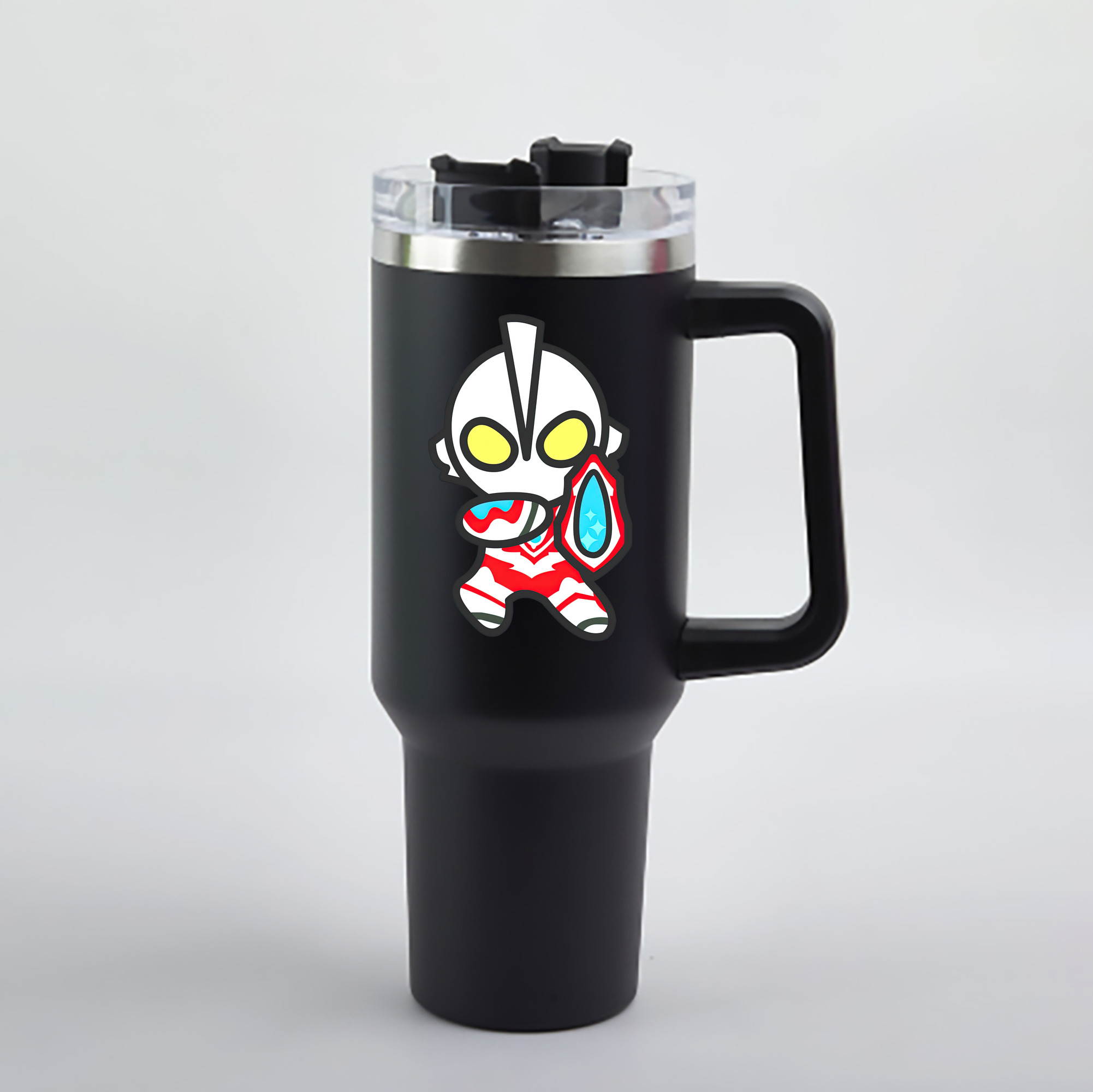 （画像用） ウルトラマン Ultraman 1200mL車用タンブラー - クリスタルステッカー（プラスチックストロー付き）