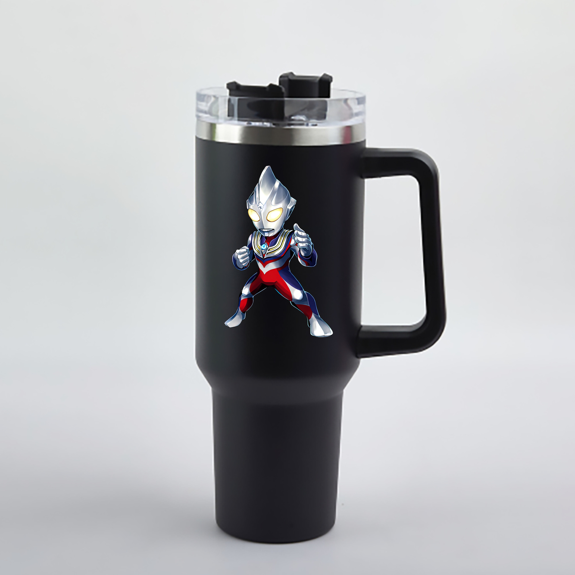 （画像用） ウルトラマン Ultraman 1200mL車用タンブラー - クリスタルステッカー（プラスチックストロー付き）