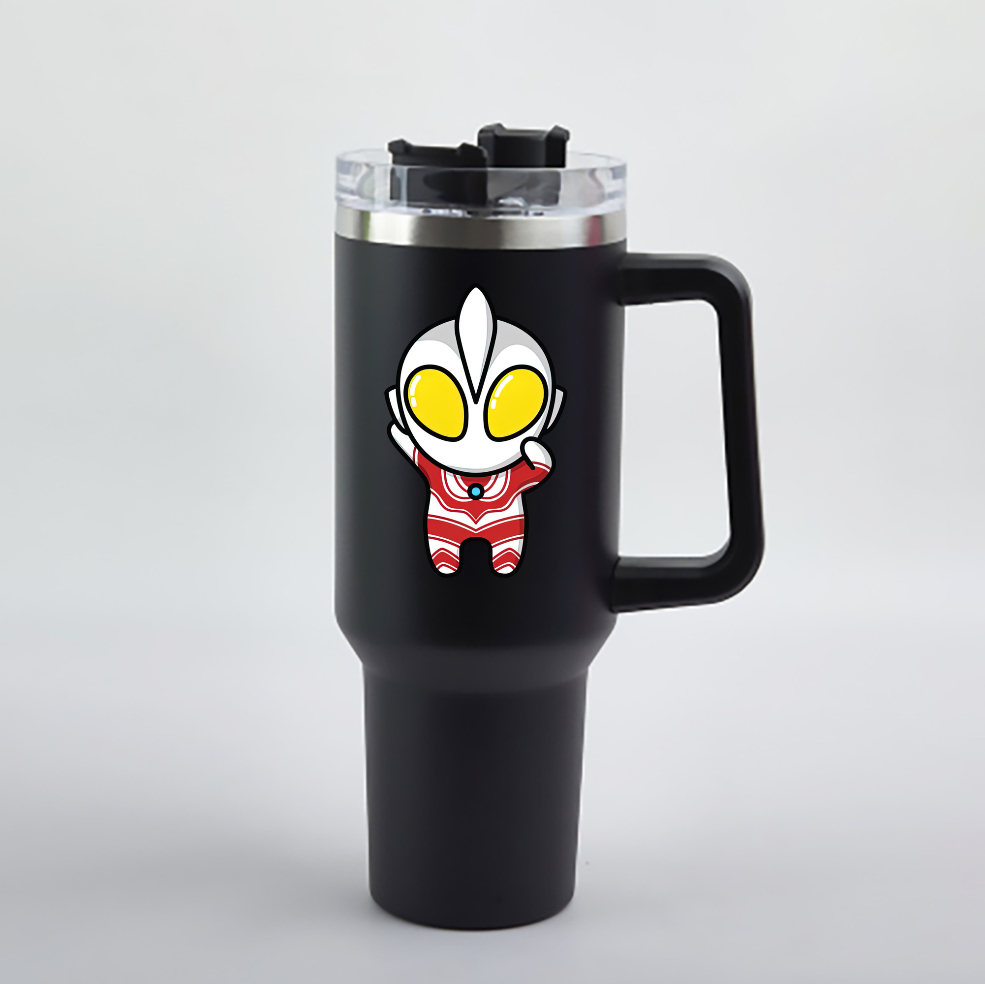（画像用） ウルトラマン Ultraman 1200mL車用タンブラー - クリスタルステッカー（プラスチックストロー付き）