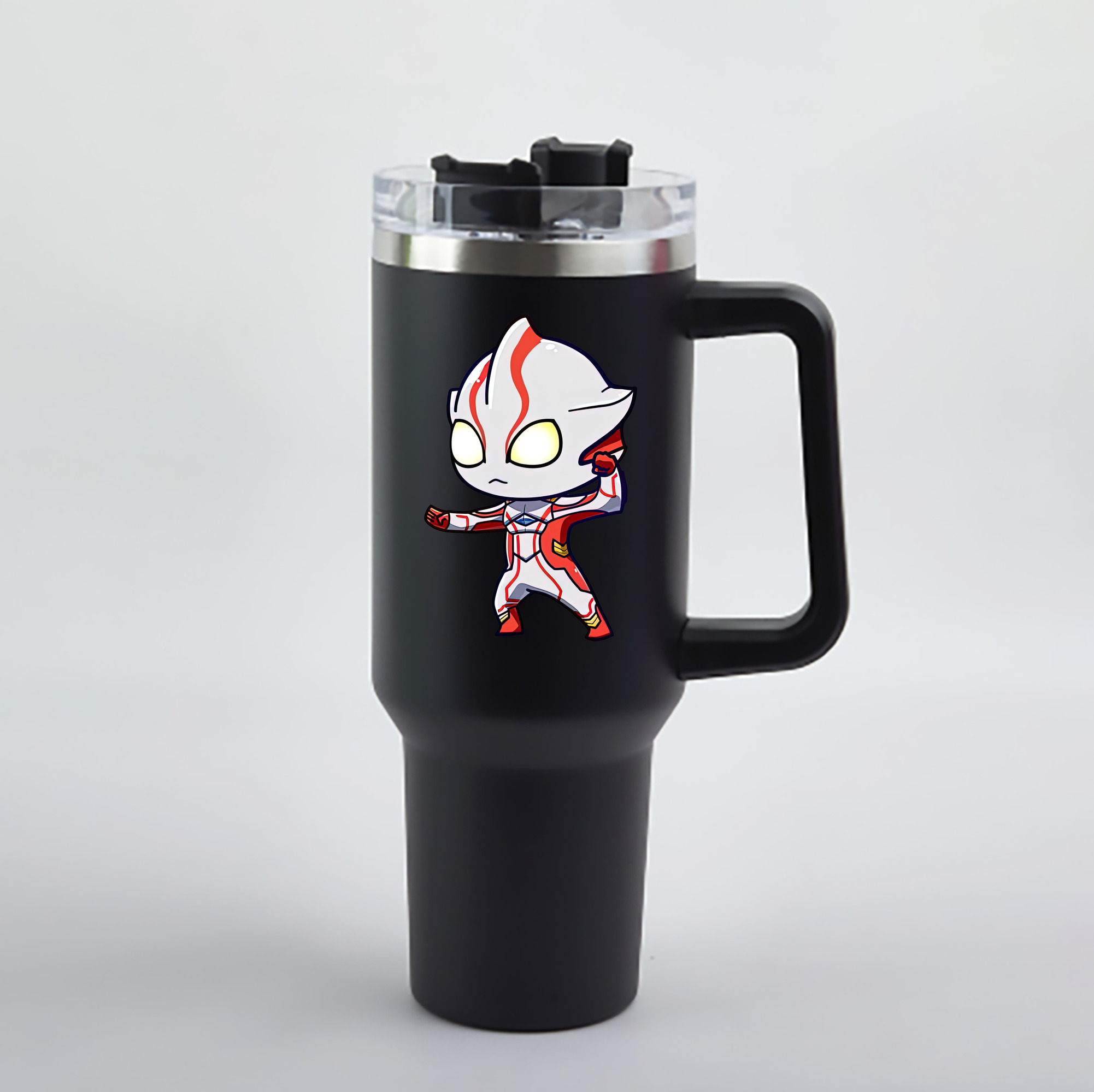 （画像用） ウルトラマン Ultraman 1200mL車用タンブラー - クリスタルステッカー（プラスチックストロー付き）
