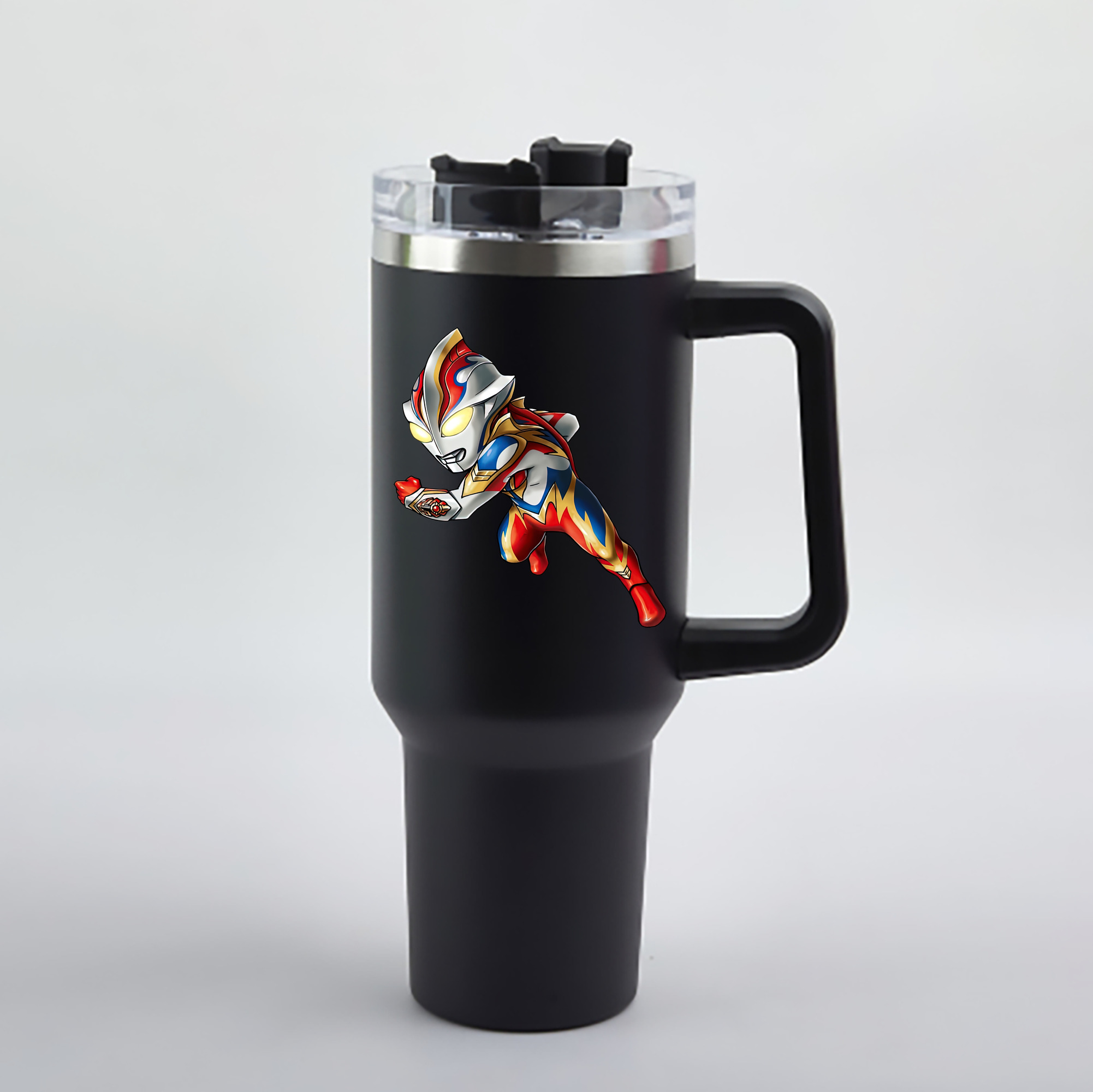 （画像用） ウルトラマン Ultraman 1200mL車用タンブラー - クリスタルステッカー（プラスチックストロー付き）