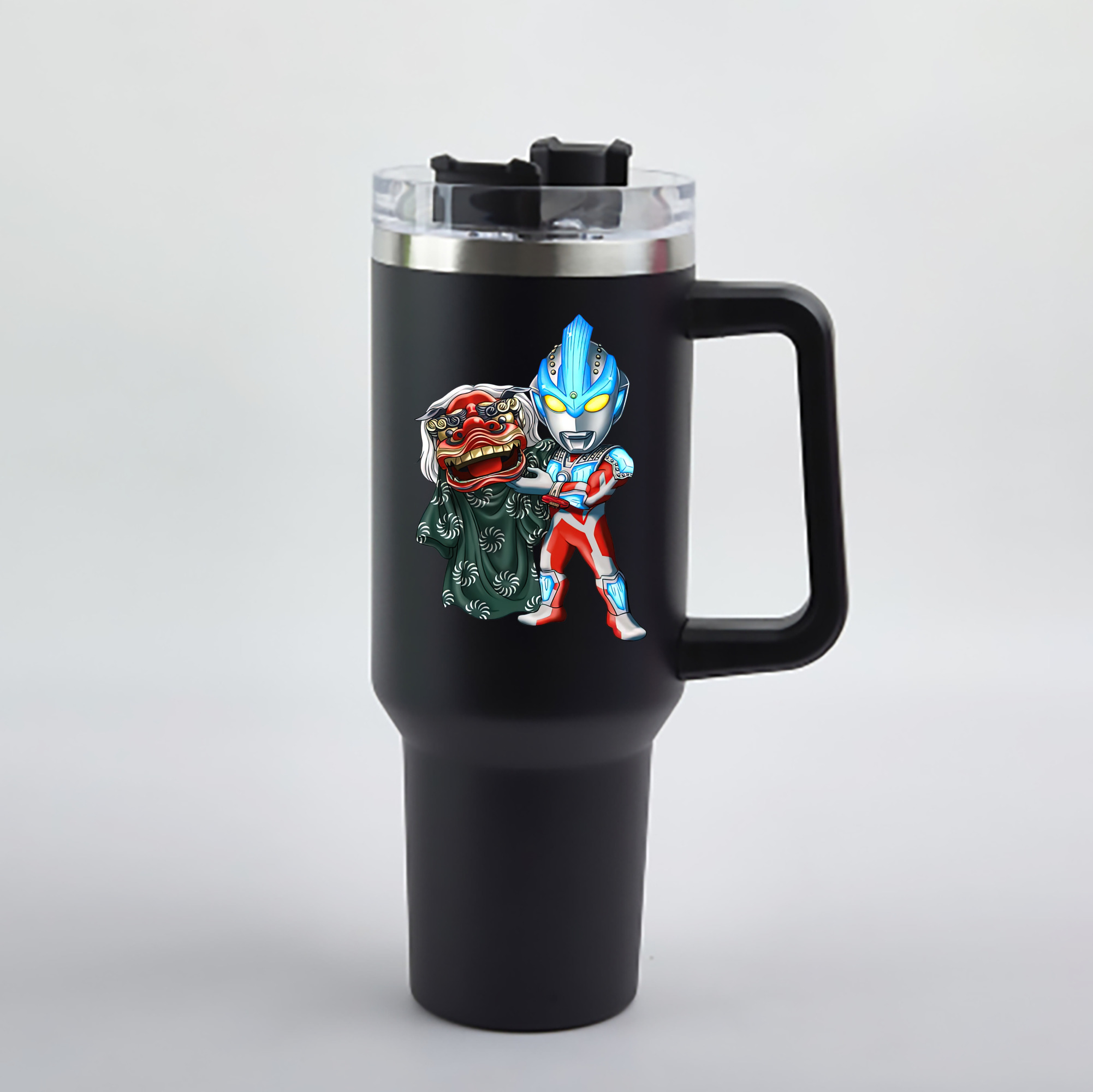 （画像用） ウルトラマン Ultraman 1200mL車用タンブラー - クリスタルステッカー（プラスチックストロー付き）