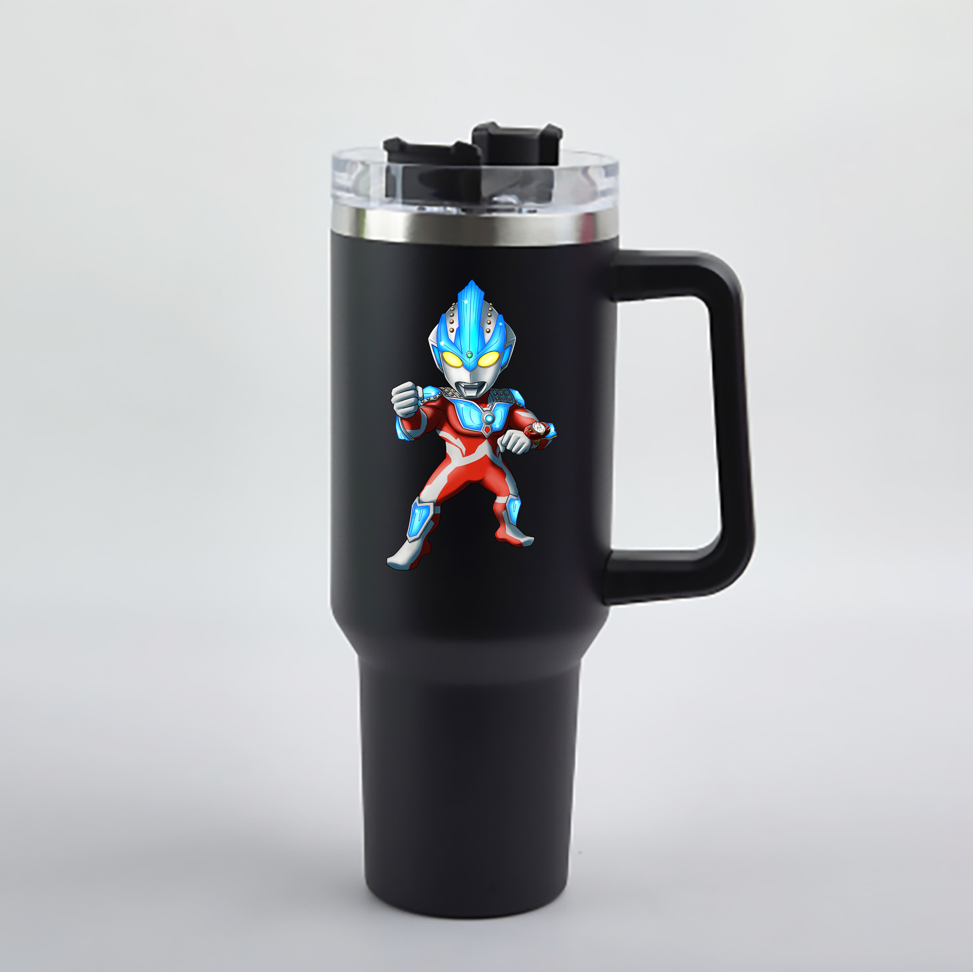 （画像用） ウルトラマン Ultraman 1200mL車用タンブラー - クリスタルステッカー（プラスチックストロー付き）