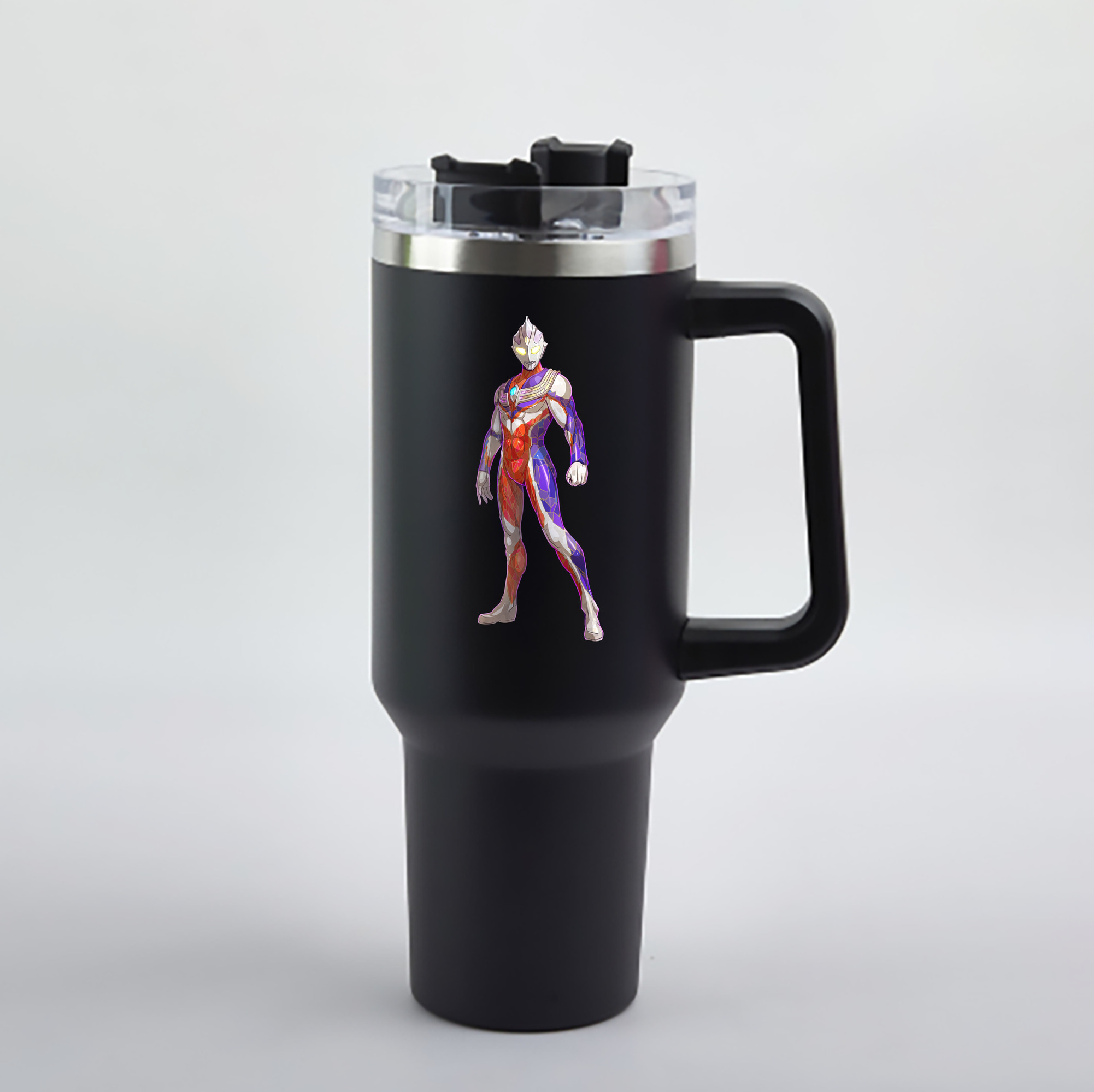 （画像用） ウルトラマン Ultraman 1200mL車用タンブラー - クリスタルステッカー（プラスチックストロー付き）