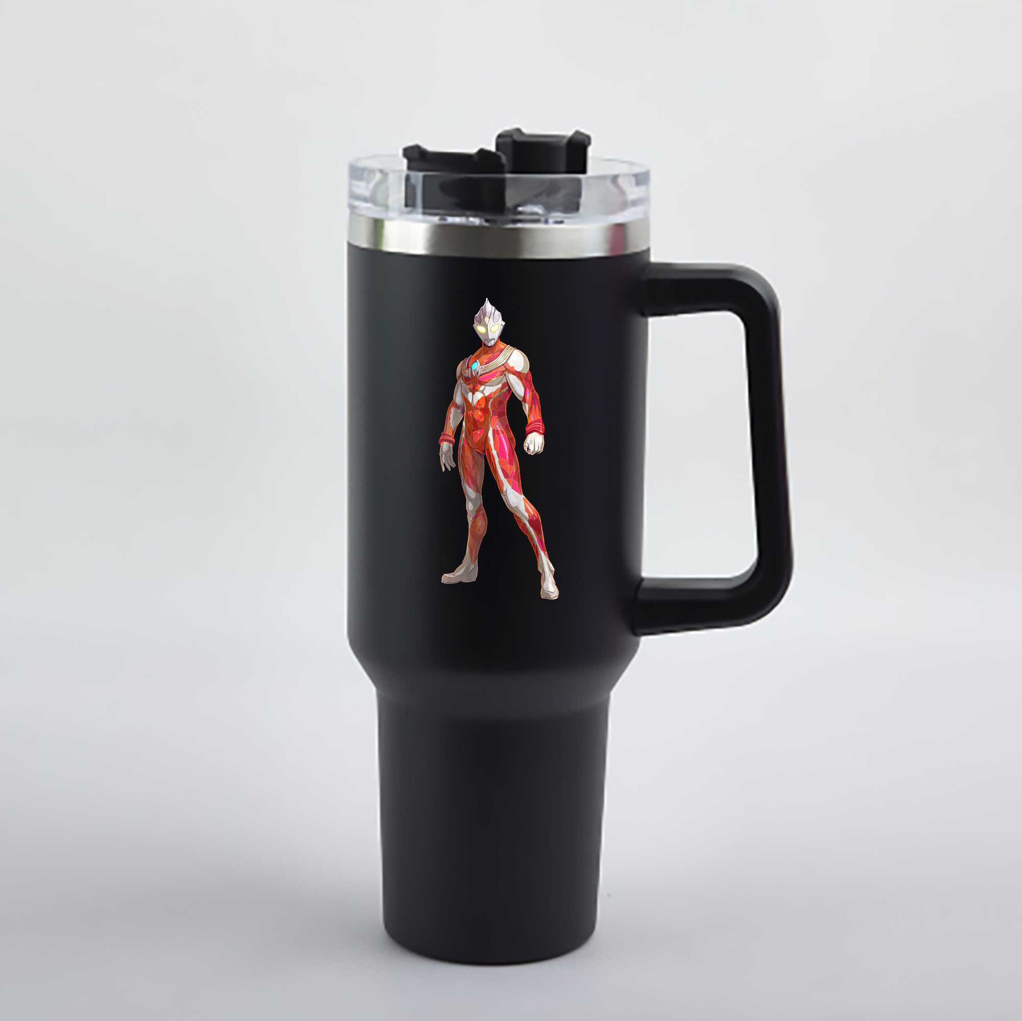 （画像用） ウルトラマン Ultraman 1200mL車用タンブラー - クリスタルステッカー（プラスチックストロー付き）