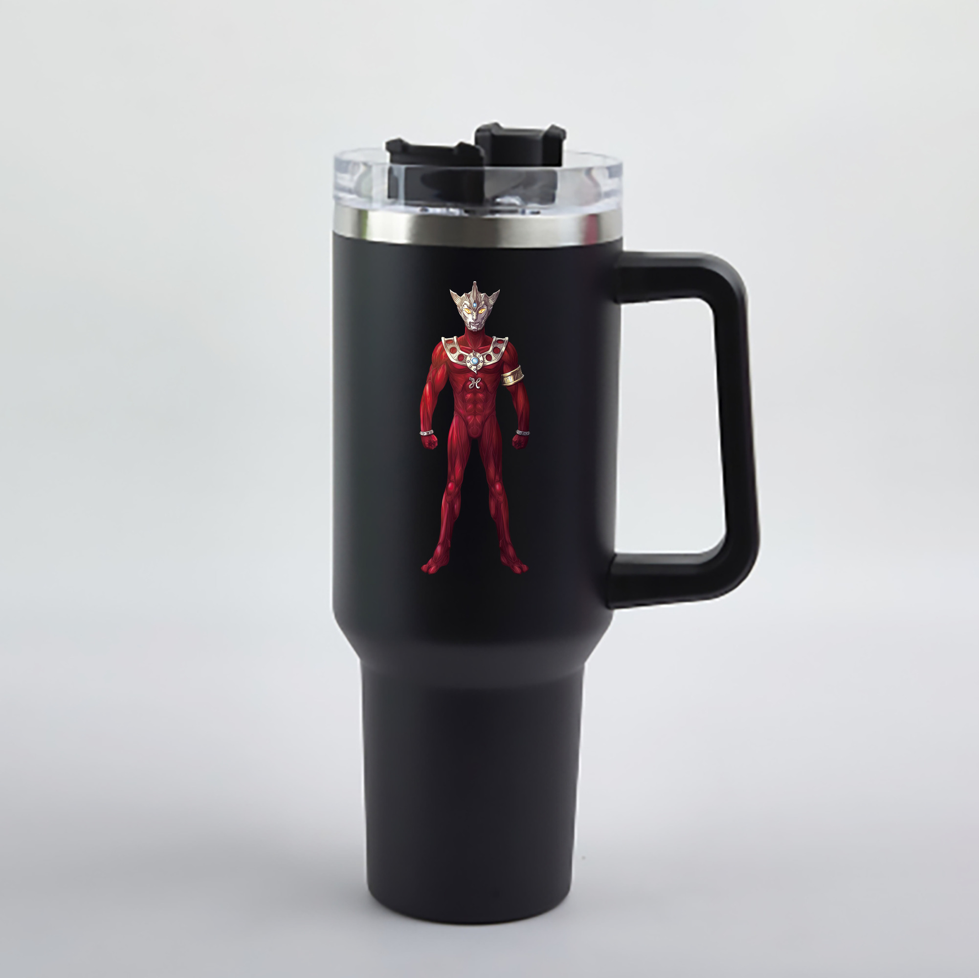（画像用） ウルトラマン Ultraman 1200mL車用タンブラー - クリスタルステッカー（プラスチックストロー付き）