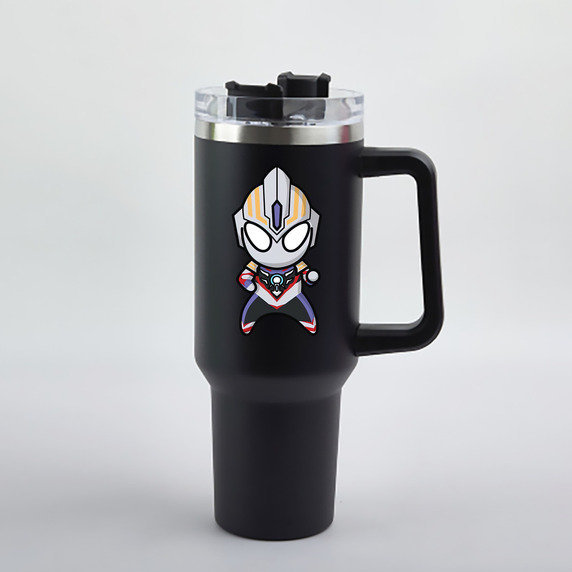 （画像用） ウルトラマン Ultraman 1200mL車用タンブラー - クリスタルステッカー（プラスチックストロー付き）