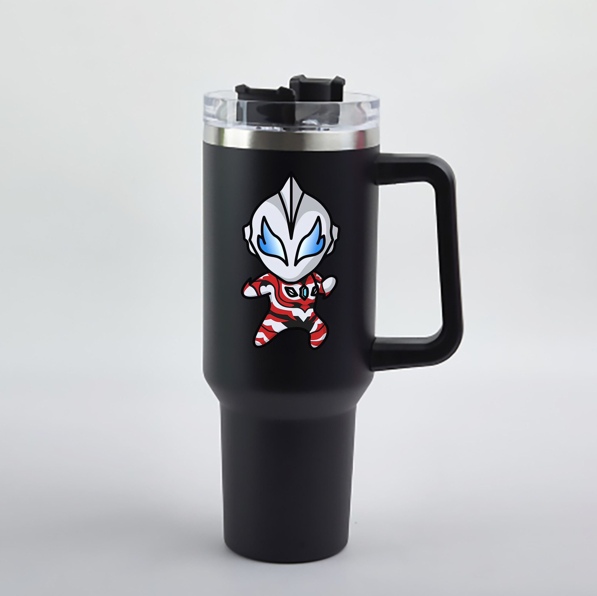 （画像用） ウルトラマン Ultraman 1200mL車用タンブラー - クリスタルステッカー（プラスチックストロー付き）