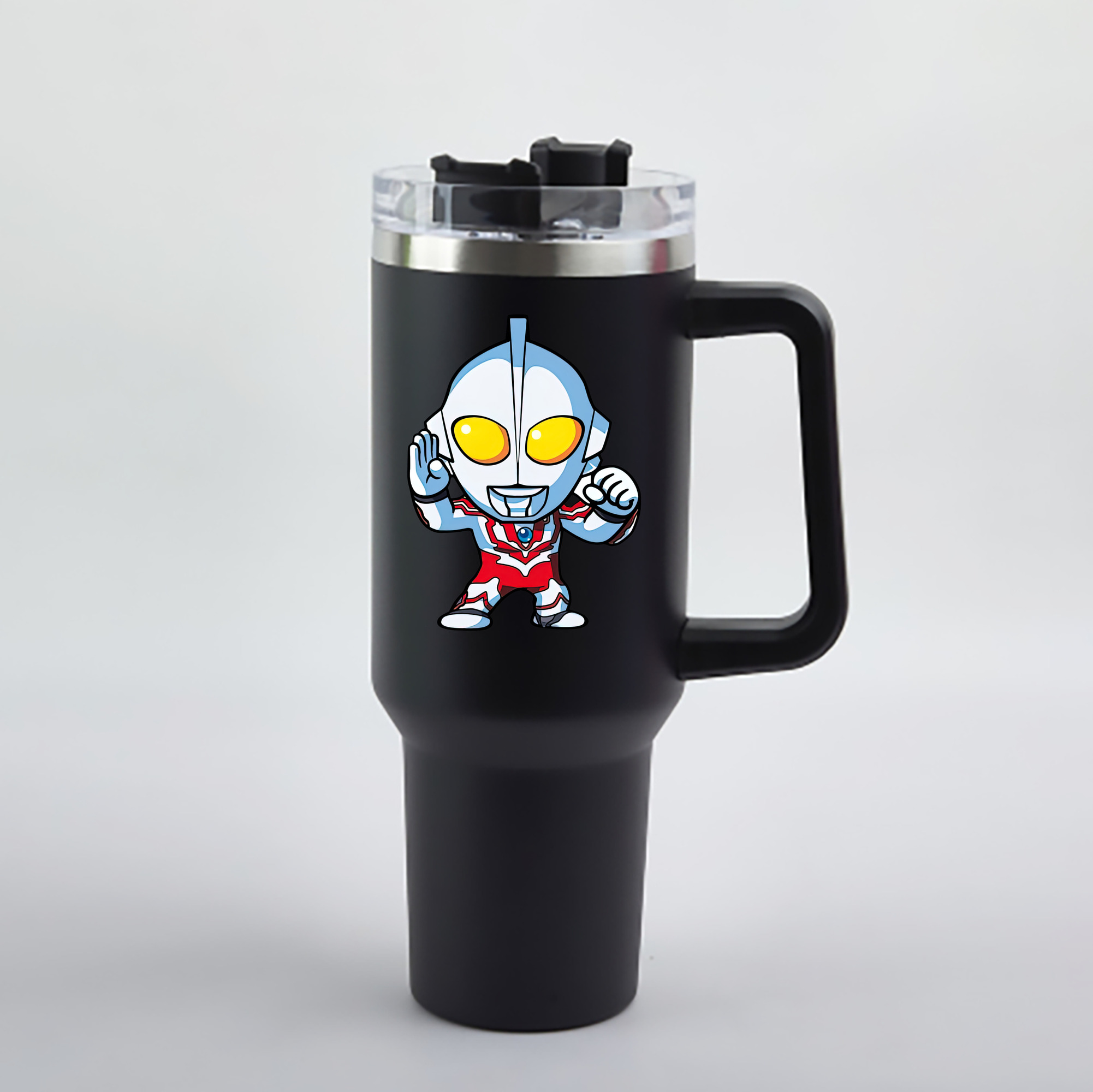 （画像用） ウルトラマン Ultraman 1200mL車用タンブラー - クリスタルステッカー（プラスチックストロー付き）