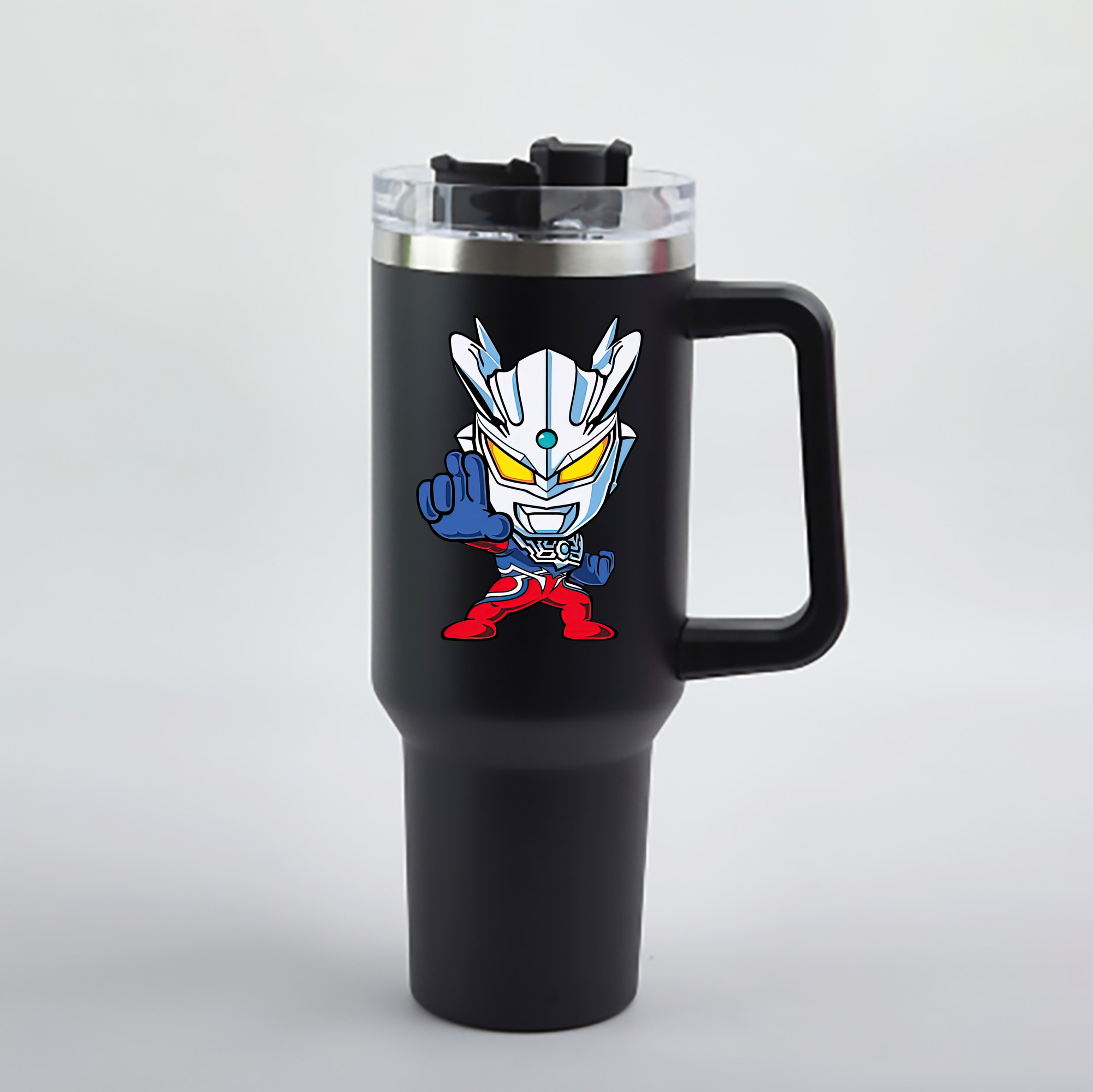 （画像用） ウルトラマン Ultraman 1200mL車用タンブラー - クリスタルステッカー（プラスチックストロー付き）