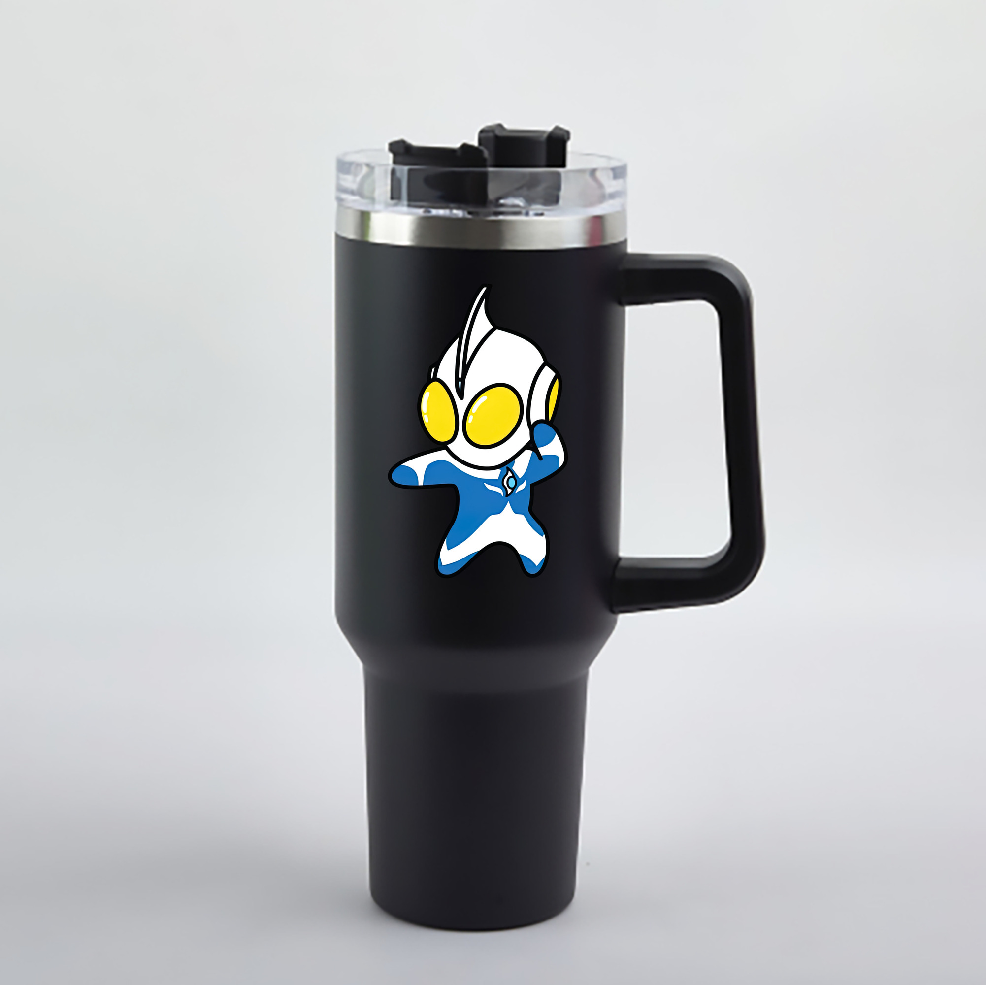 （画像用） ウルトラマン Ultraman 1200mL車用タンブラー - クリスタルステッカー（プラスチックストロー付き）
