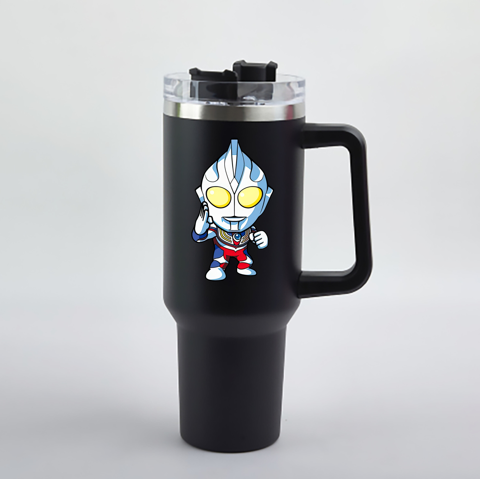 （画像用） ウルトラマン Ultraman 1200mL車用タンブラー - クリスタルステッカー（プラスチックストロー付き）