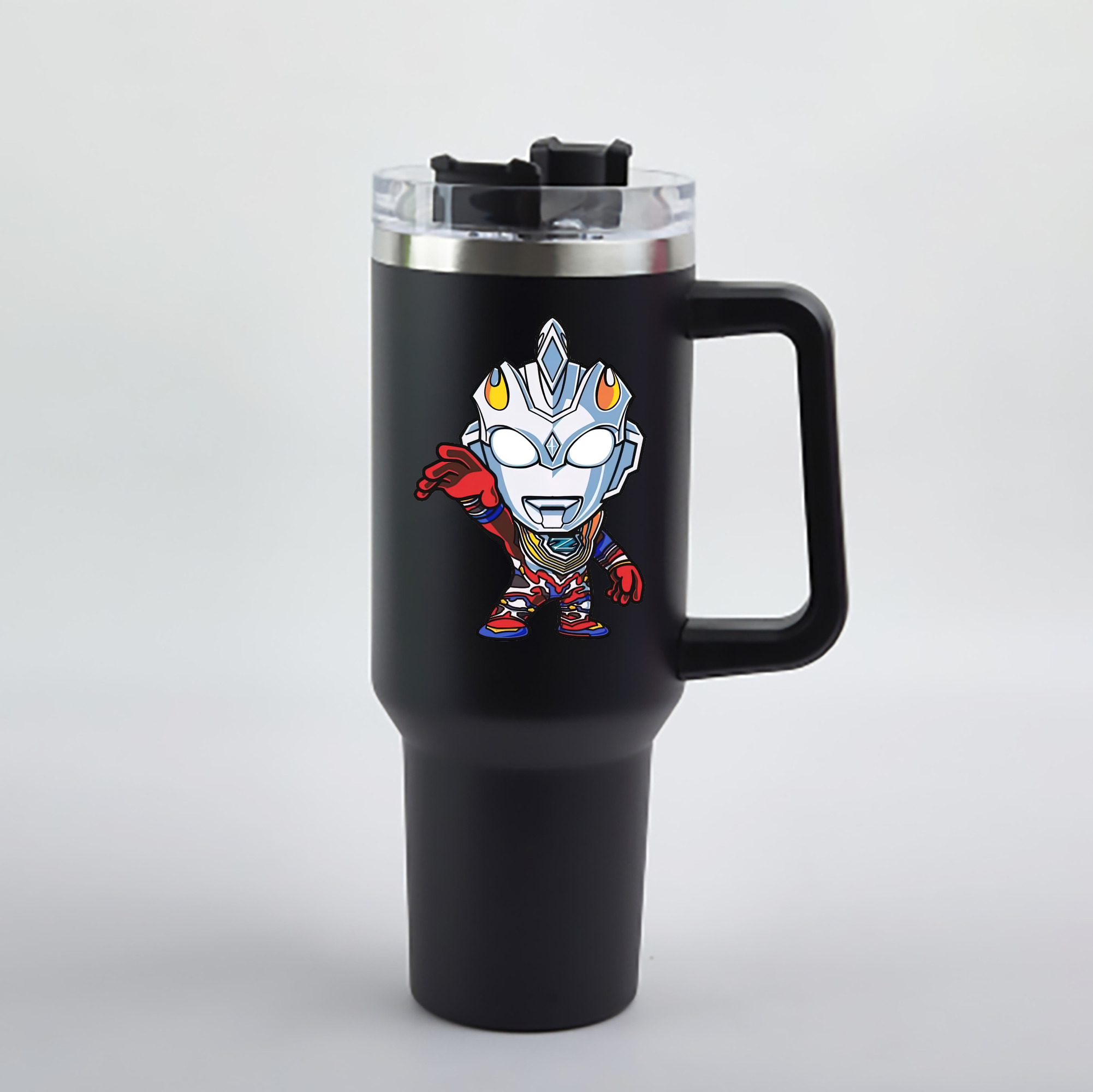 （画像用） ウルトラマン Ultraman 1200mL車用タンブラー - クリスタルステッカー（プラスチックストロー付き）