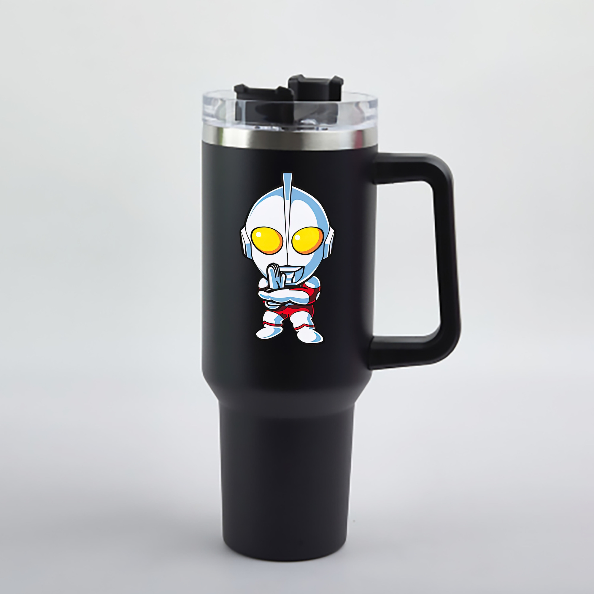 （画像用） ウルトラマン Ultraman 1200mL車用タンブラー - クリスタルステッカー（プラスチックストロー付き）