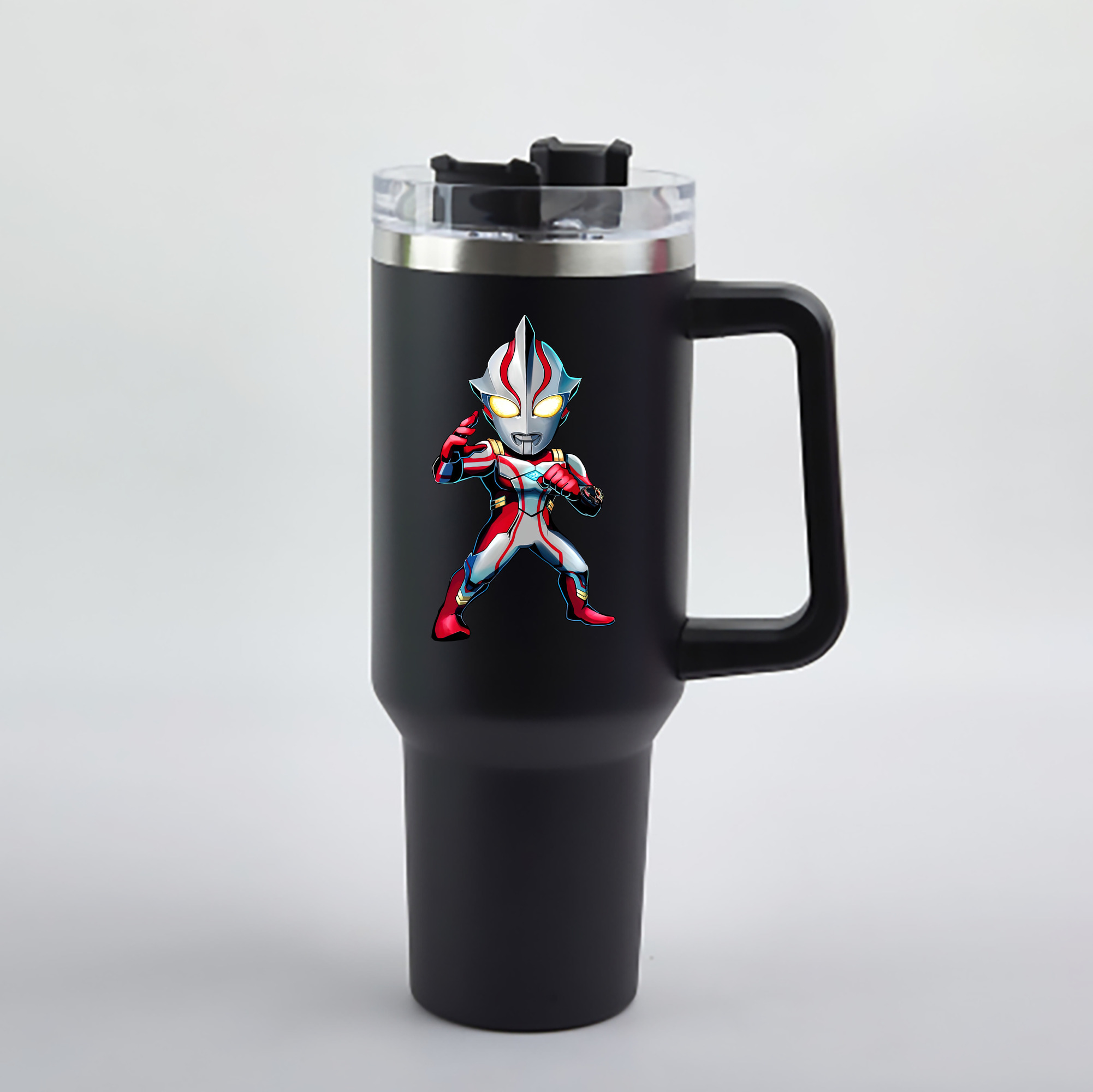 （画像用） ウルトラマン Ultraman 1200mL車用タンブラー - クリスタルステッカー（プラスチックストロー付き）