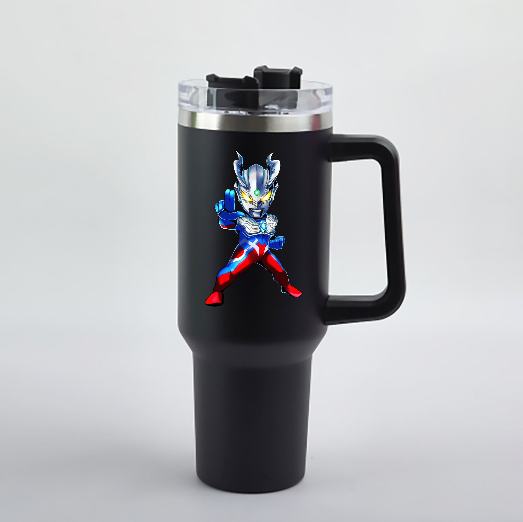 （画像用） ウルトラマン Ultraman 1200mL車用タンブラー - クリスタルステッカー（プラスチックストロー付き）