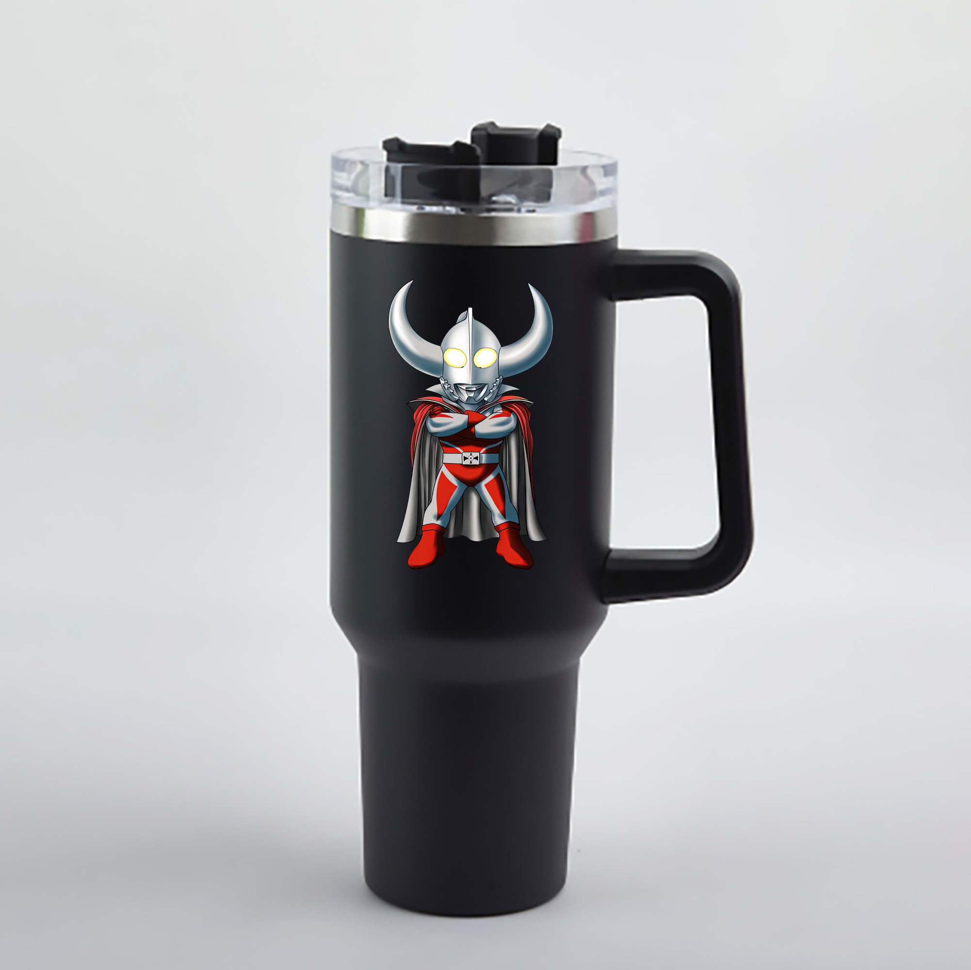 （画像用） ウルトラマン Ultraman 1200mL車用タンブラー - クリスタルステッカー（プラスチックストロー付き）