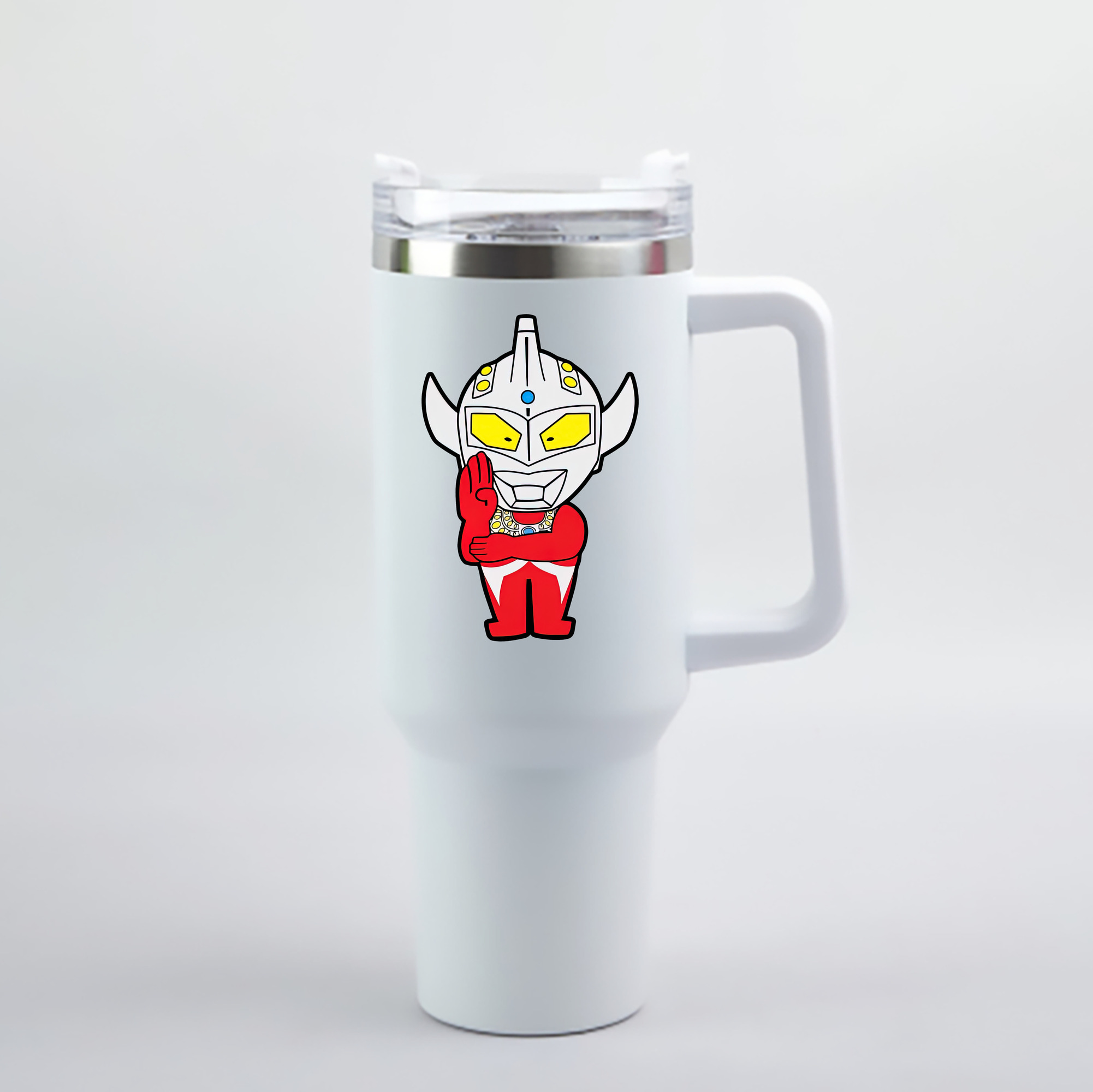 （画像用） ウルトラマン Ultraman 1200mL車用タンブラー - クリスタルステッカー（プラスチックストロー付き）