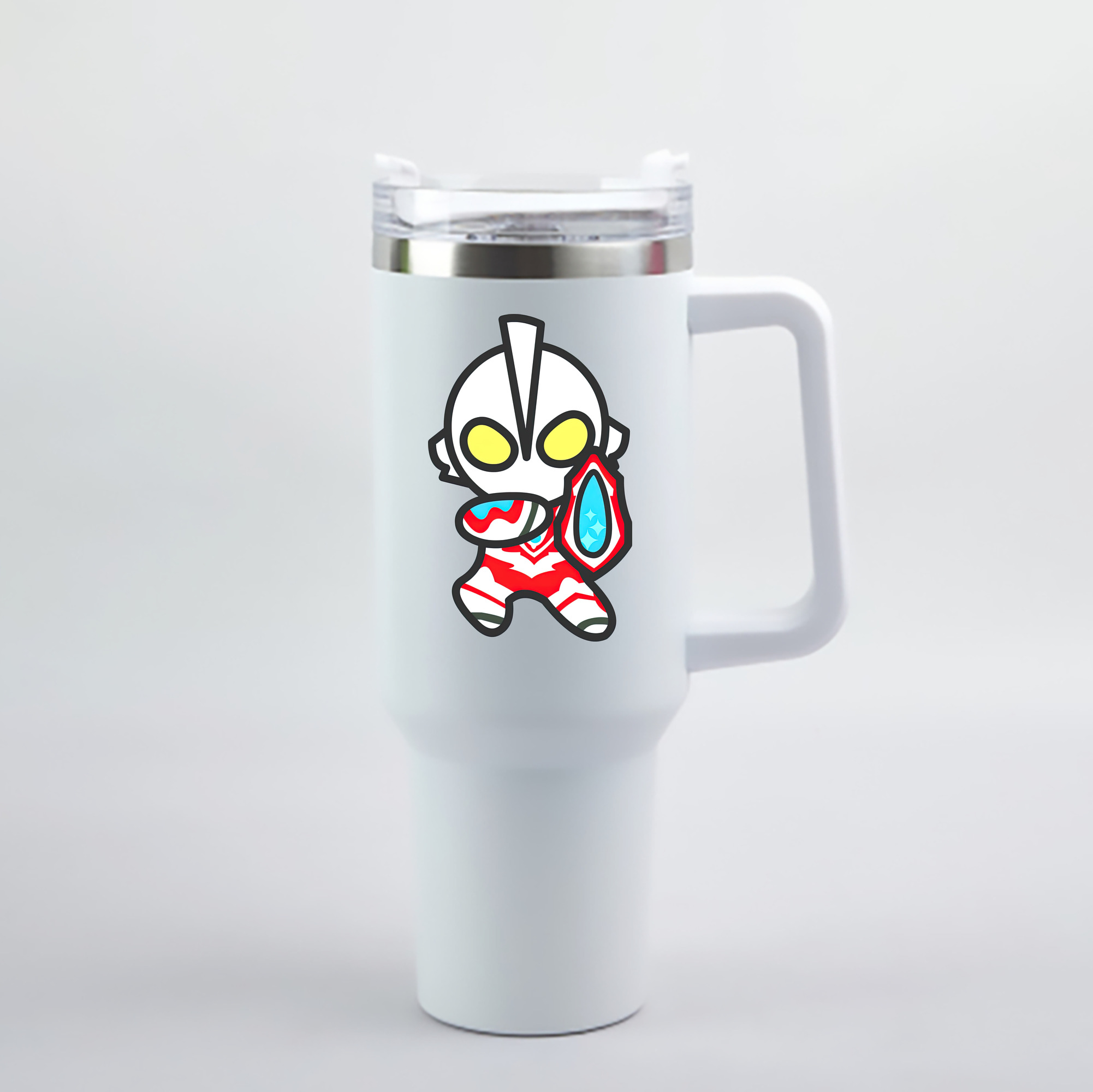 （画像用） ウルトラマン Ultraman 1200mL車用タンブラー - クリスタルステッカー（プラスチックストロー付き）