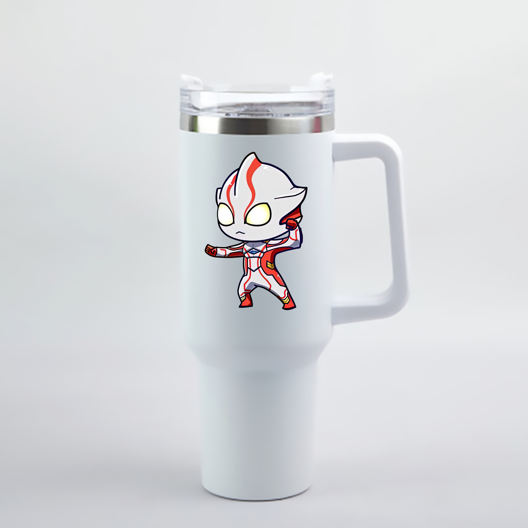 （画像用） ウルトラマン Ultraman 1200mL車用タンブラー - クリスタルステッカー（プラスチックストロー付き）