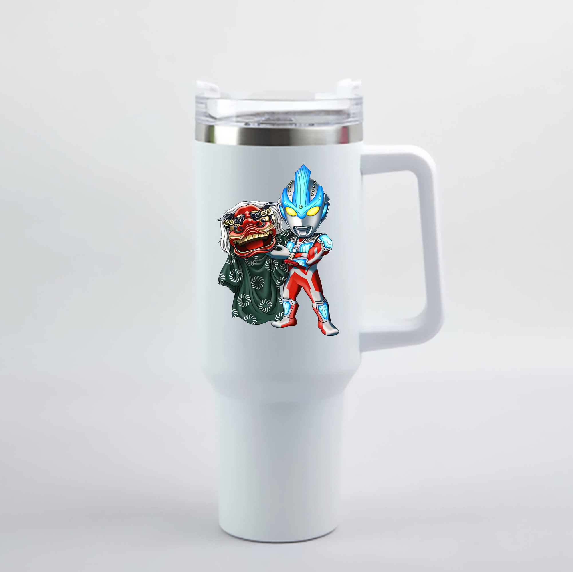 （画像用） ウルトラマン Ultraman 1200mL車用タンブラー - クリスタルステッカー（プラスチックストロー付き）